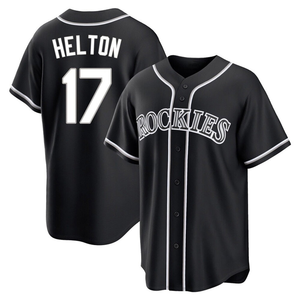 Punc C.Rockies #17 Todd Helton Player Black Fashion Out Home Game Stitched Jerseys