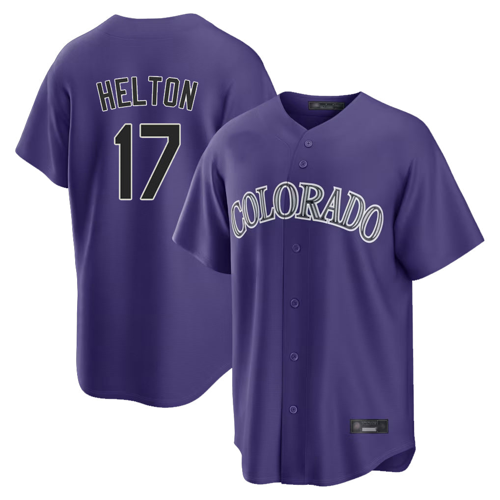 Punc C.Rockies #17 Todd Helton Player Purple Game Home Stitched Jerseys