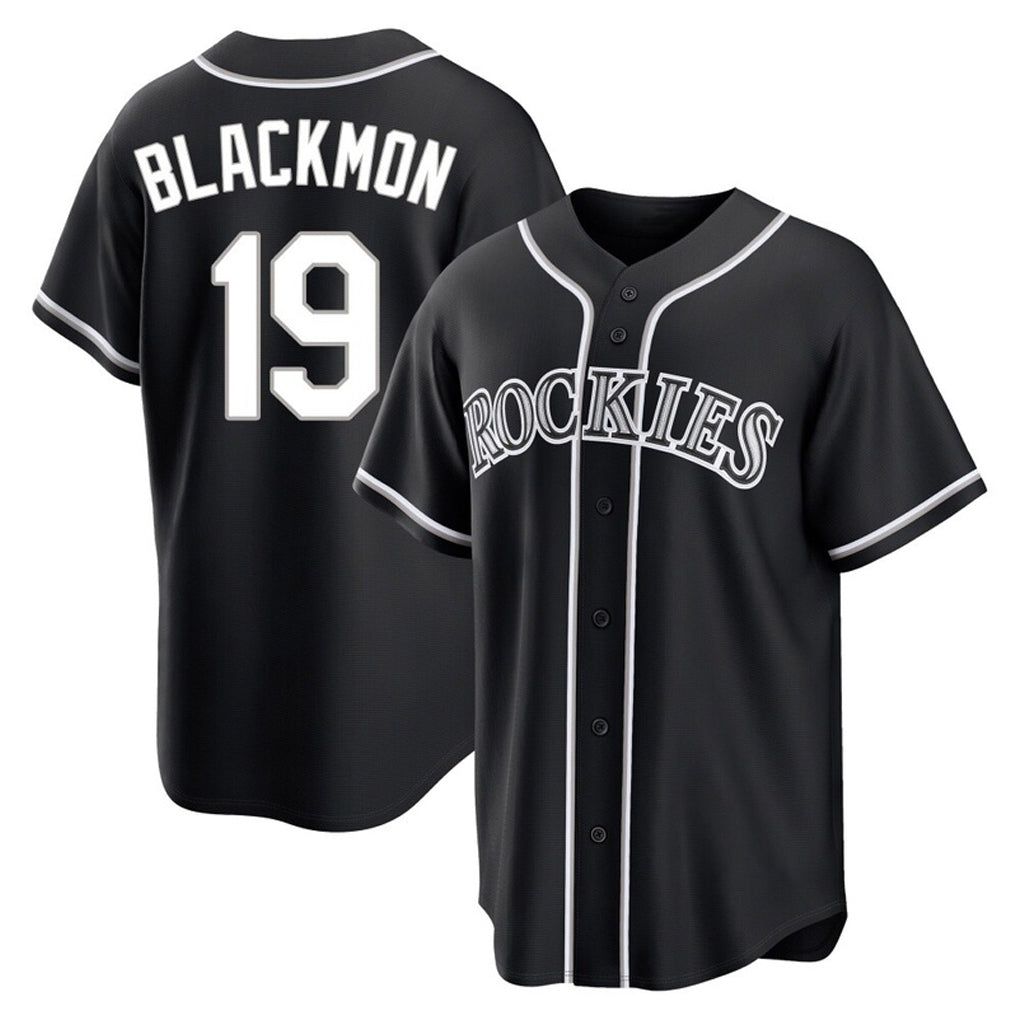 Punc C.Rockies #19 Charlie Blackmon Player Black Fashion Out Home Game Stitched Jerseys