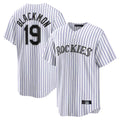 Punc C.Rockies #19 Charlie Blackmon Player White Game Home Stitched Jerseys