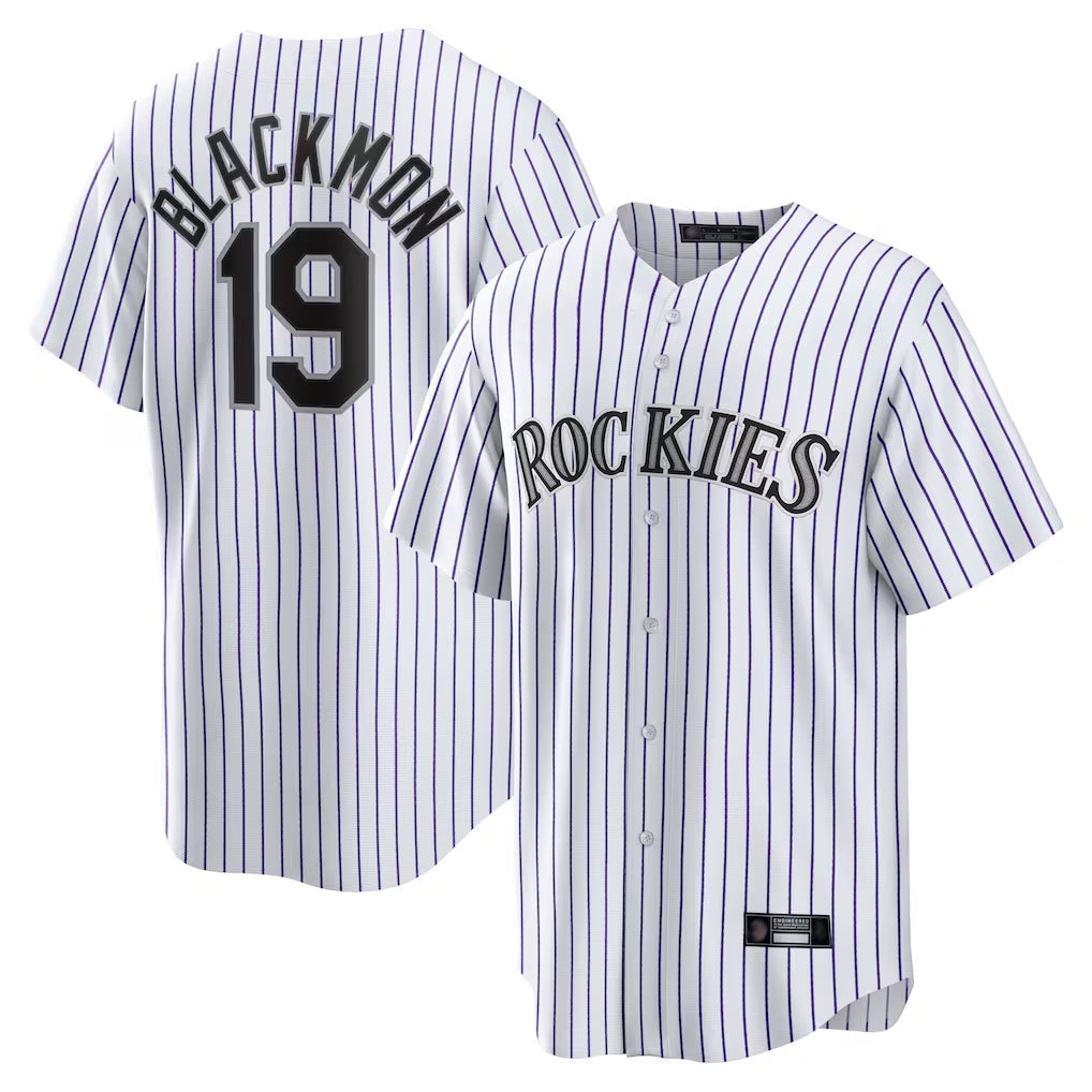 Punc C.Rockies #19 Charlie Blackmon Player White Game Home Stitched Jerseys