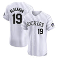 Punc C.Rockies #19 Charlie Blackmon Player White Limited Elite Home Stitched Jerseys