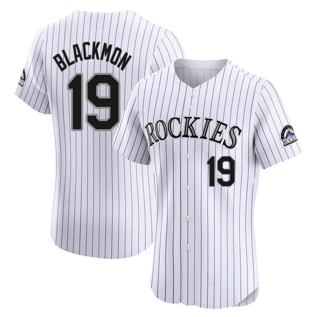 Punc C.Rockies #19 Charlie Blackmon Player White Limited Elite Home Stitched Jerseys