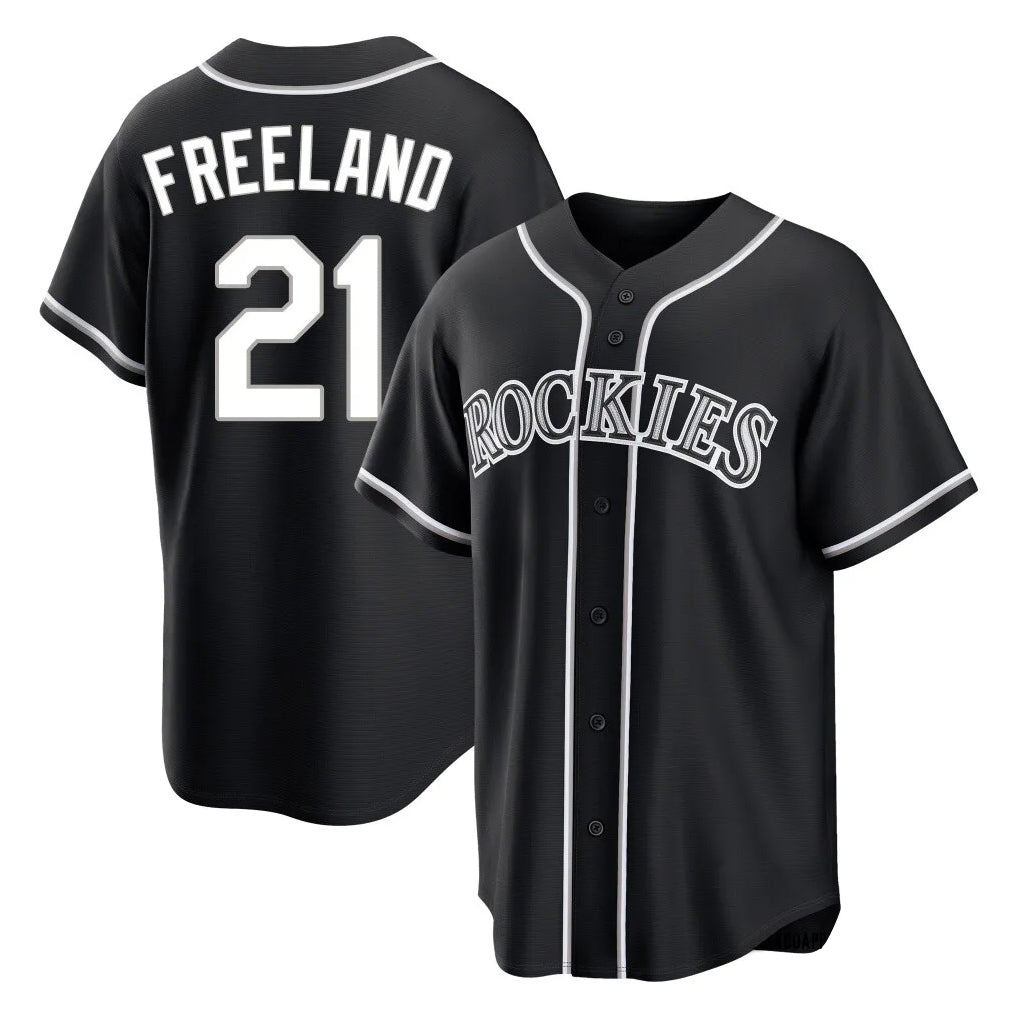 Punc C.Rockies #21 Kyle Freeland Player Black Fashion Out Home Game Stitched Jerseys