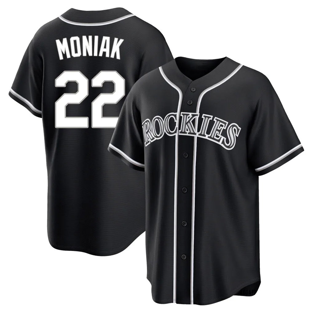 Punc C.Rockies #22 Mickey Moniak Player Black Fashion Out Home Game Stitched Jerseys