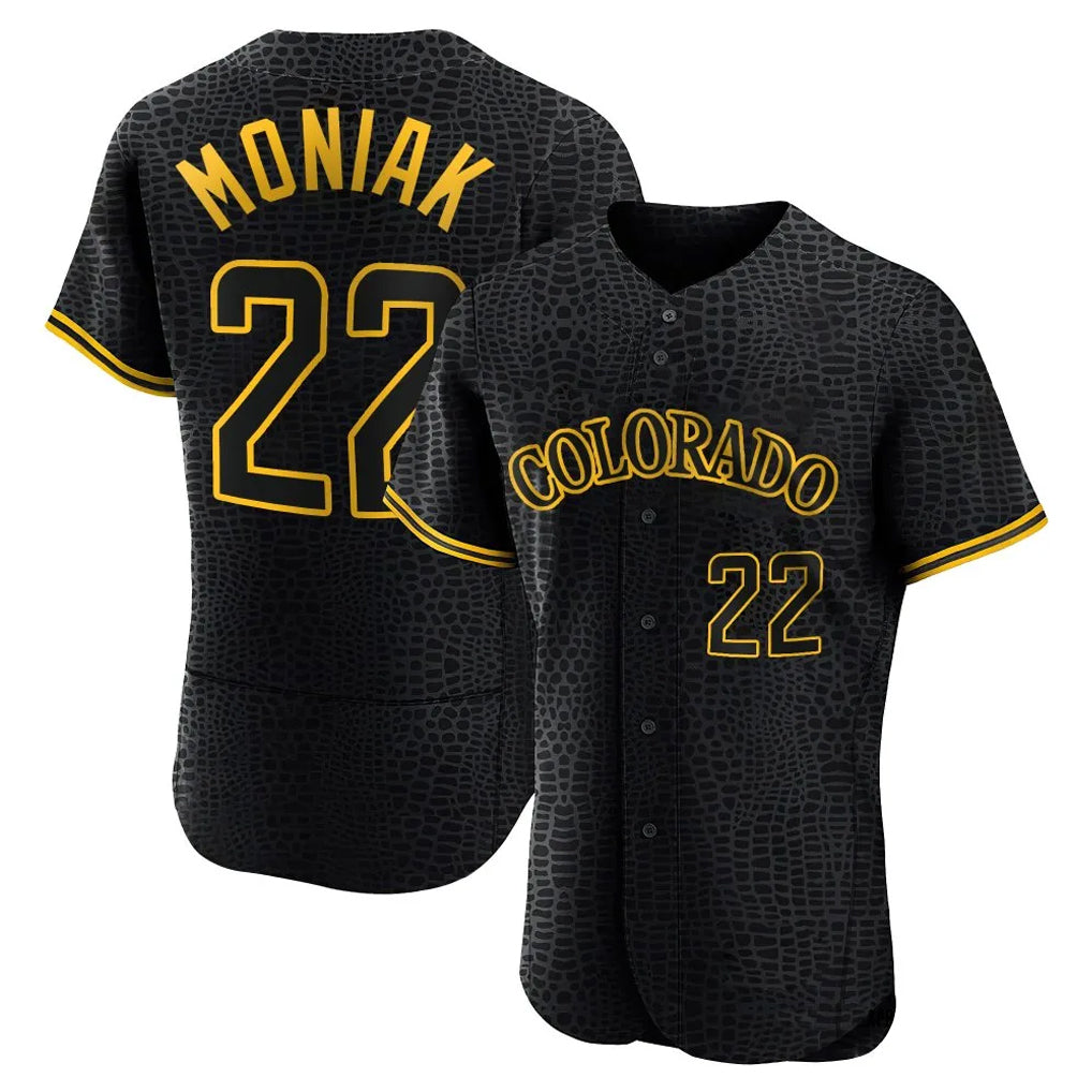 Punc C.Rockies #22 Mickey Moniak Player Black Snake Skin City Limited Elite Home Stitched Jerseys