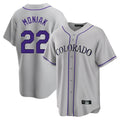 Punc C.Rockies #22 Mickey Moniak Player Gray Game Home Stitched Jerseys
