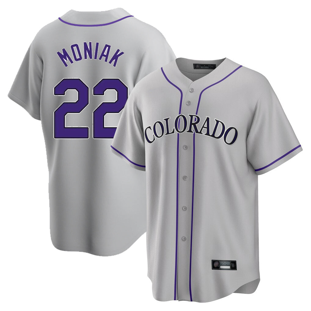 Punc C.Rockies #22 Mickey Moniak Player Gray Game Home Stitched Jerseys