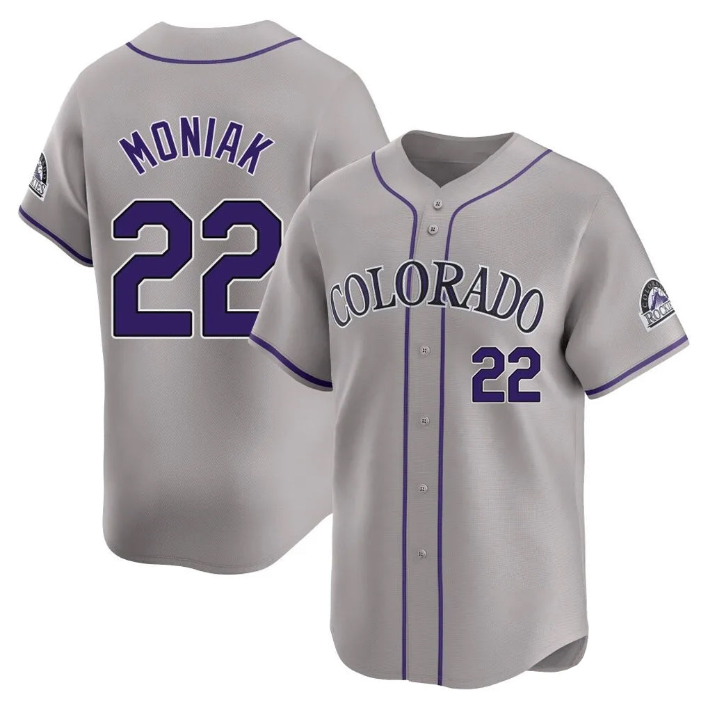 Punc C.Rockies #22 Mickey Moniak Player Gray Limited Home Stitched Jerseys