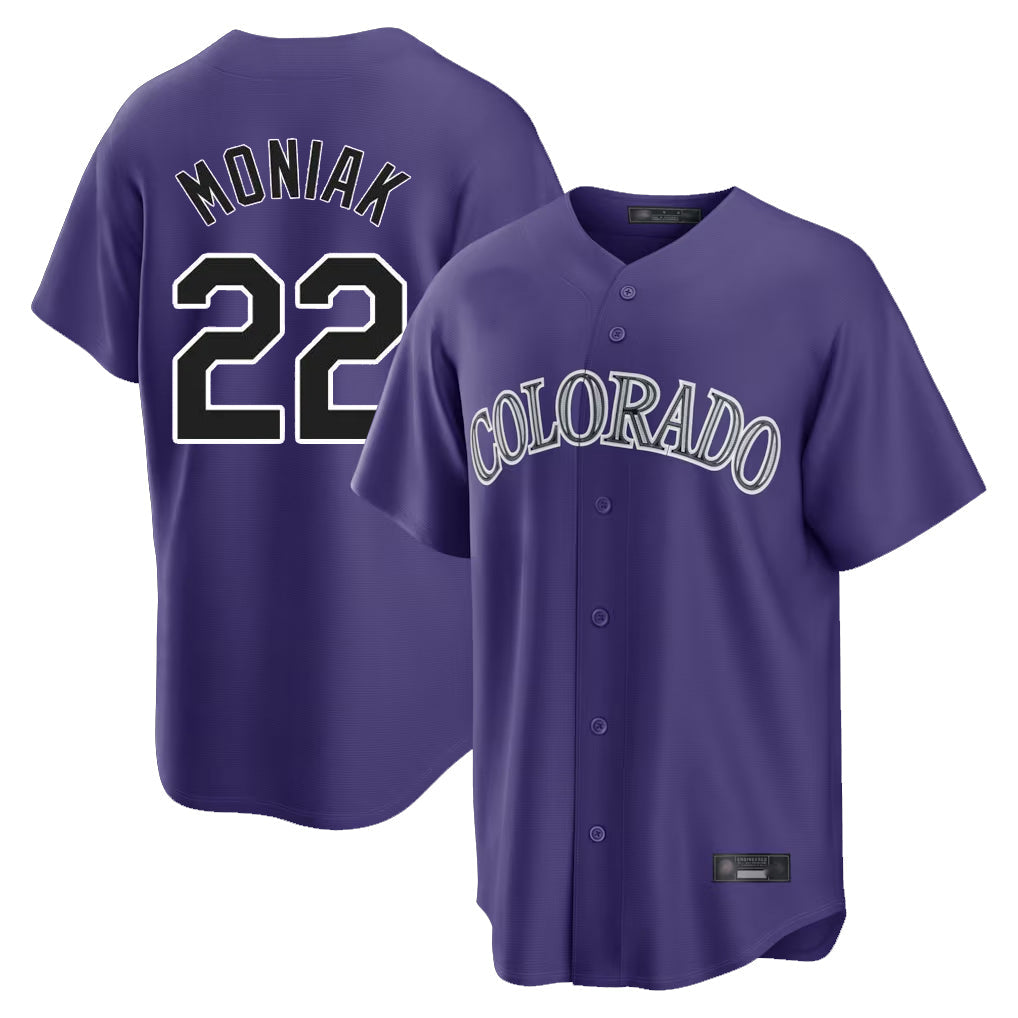 Punc C.Rockies #22 Mickey Moniak Player Purple Game Home Stitched Jerseys