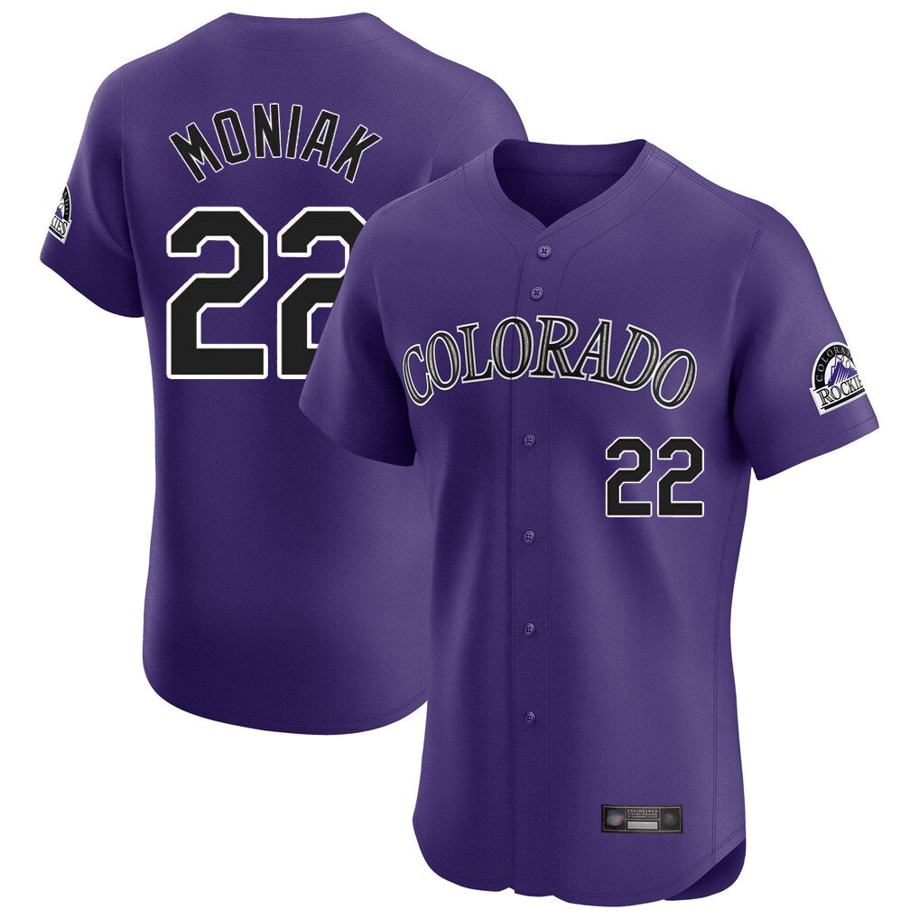 Punc C.Rockies #22 Mickey Moniak Player Purple Limited Elite Home Stitched Jerseys