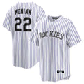 Punc C.Rockies #22 Mickey Moniak Player White Game Home Stitched Jerseys