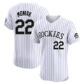 Punc C.Rockies #22 Mickey Moniak Player White Limited Elite Home Stitched Jerseys