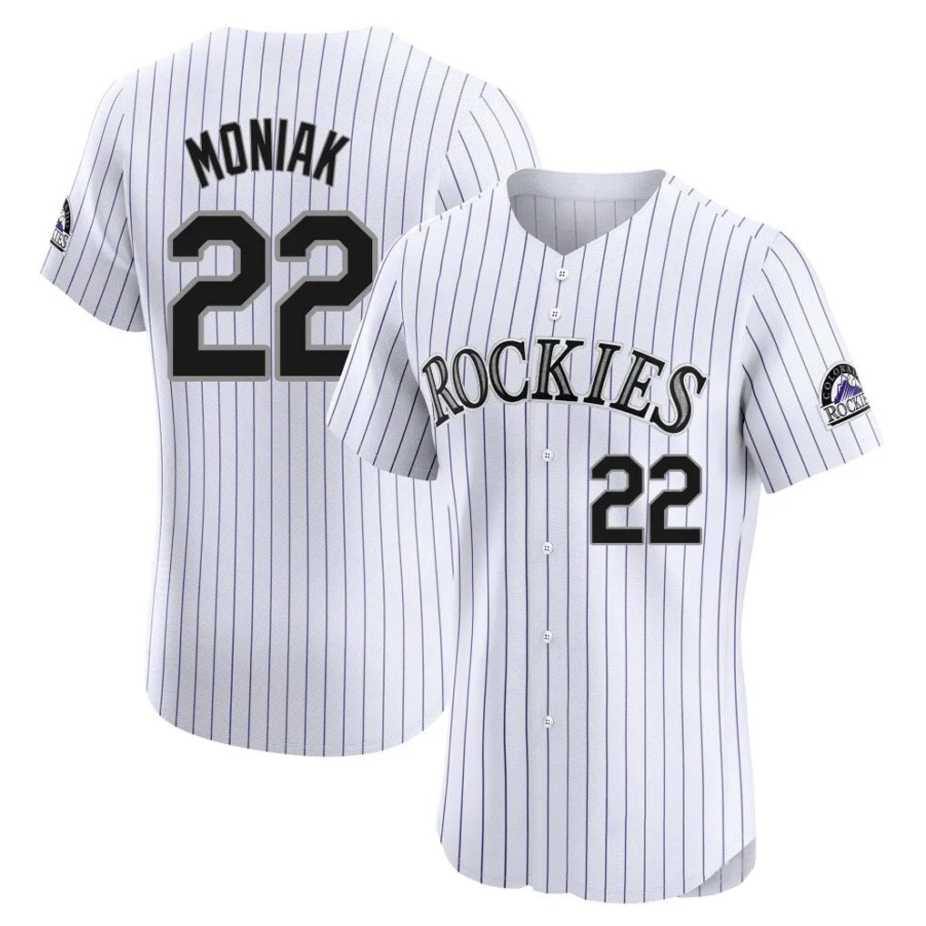 Punc C.Rockies #22 Mickey Moniak Player White Limited Elite Home Stitched Jerseys