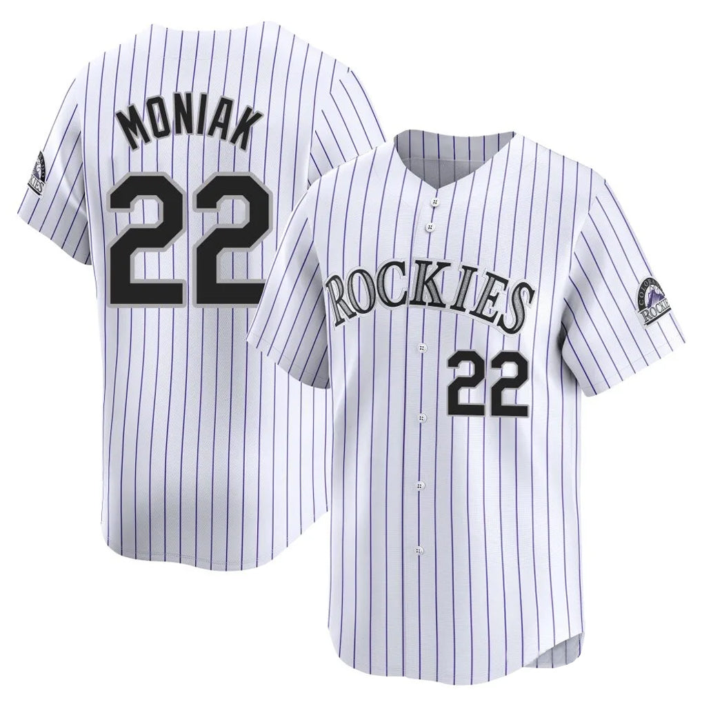 Punc C.Rockies #22 Mickey Moniak Player White Limited Home Stitched Jerseys