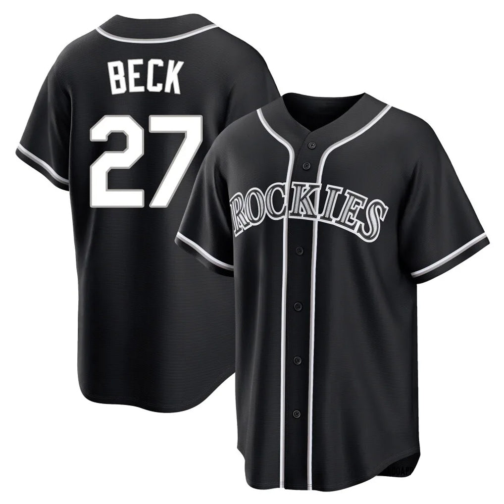 Punc C.Rockies #27 Jordan Beck Player Black Fashion Out Home Game Stitched Jerseys