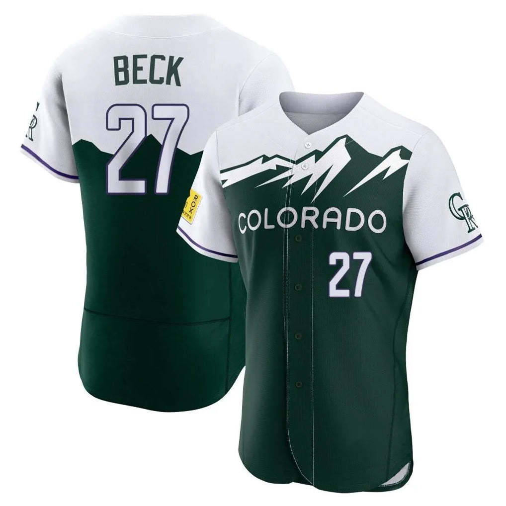 Punc C.Rockies #27 Jordan Beck Player Green City Connect Limited Elite Home Stitched Jerseys