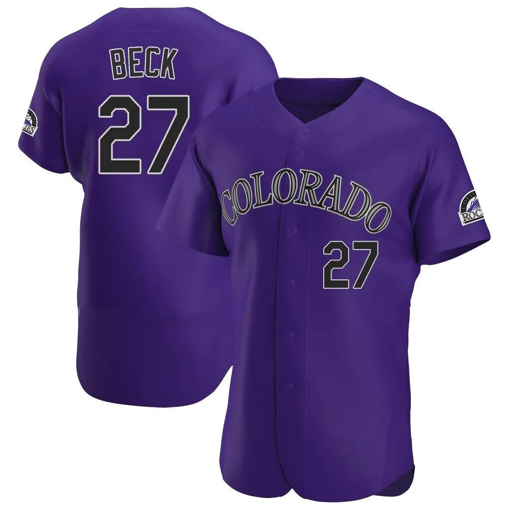 Punc C.Rockies #27 Jordan Beck Player Purple Limited Elite Home Stitched Jerseys