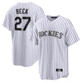 Punc C.Rockies #27 Jordan Beck Player White Game Home Stitched Jerseys