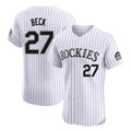 Punc C.Rockies #27 Jordan Beck Player White Limited Elite Home Stitched Jerseys