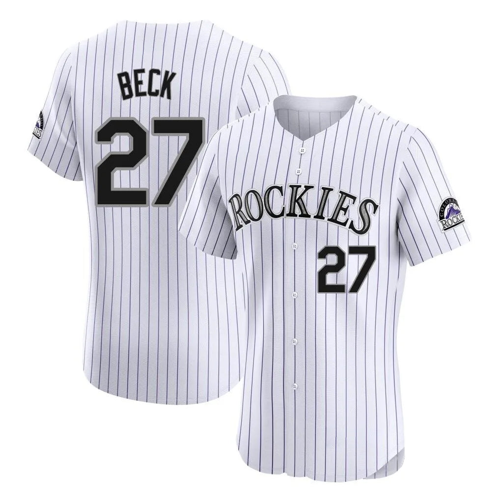 Punc C.Rockies #27 Jordan Beck Player White Limited Elite Home Stitched Jerseys