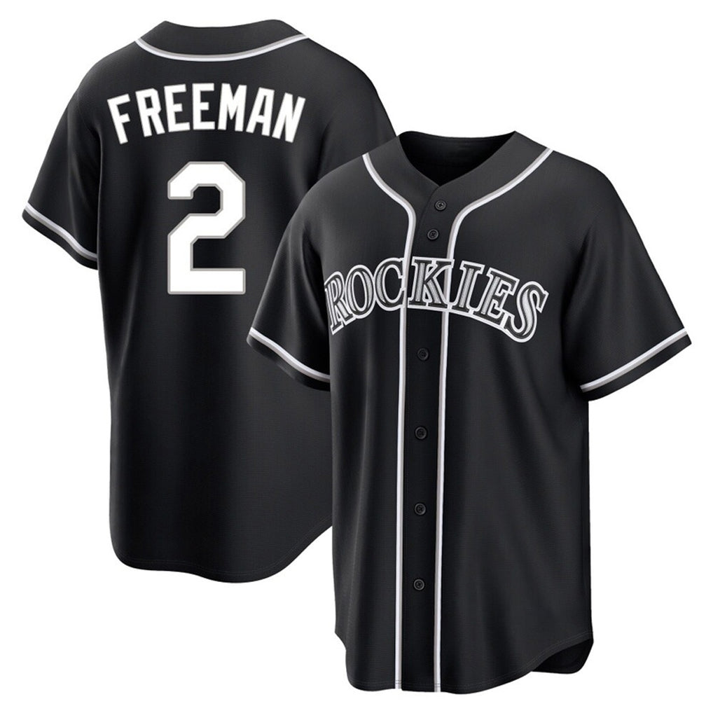 Punc C.Rockies #2 Tyler Freeman Player Black Fashion Out Home Game Stitched Jerseys