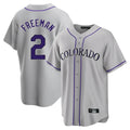 Punc C.Rockies #2 Tyler Freeman Player Gray Game Home Stitched Jerseys