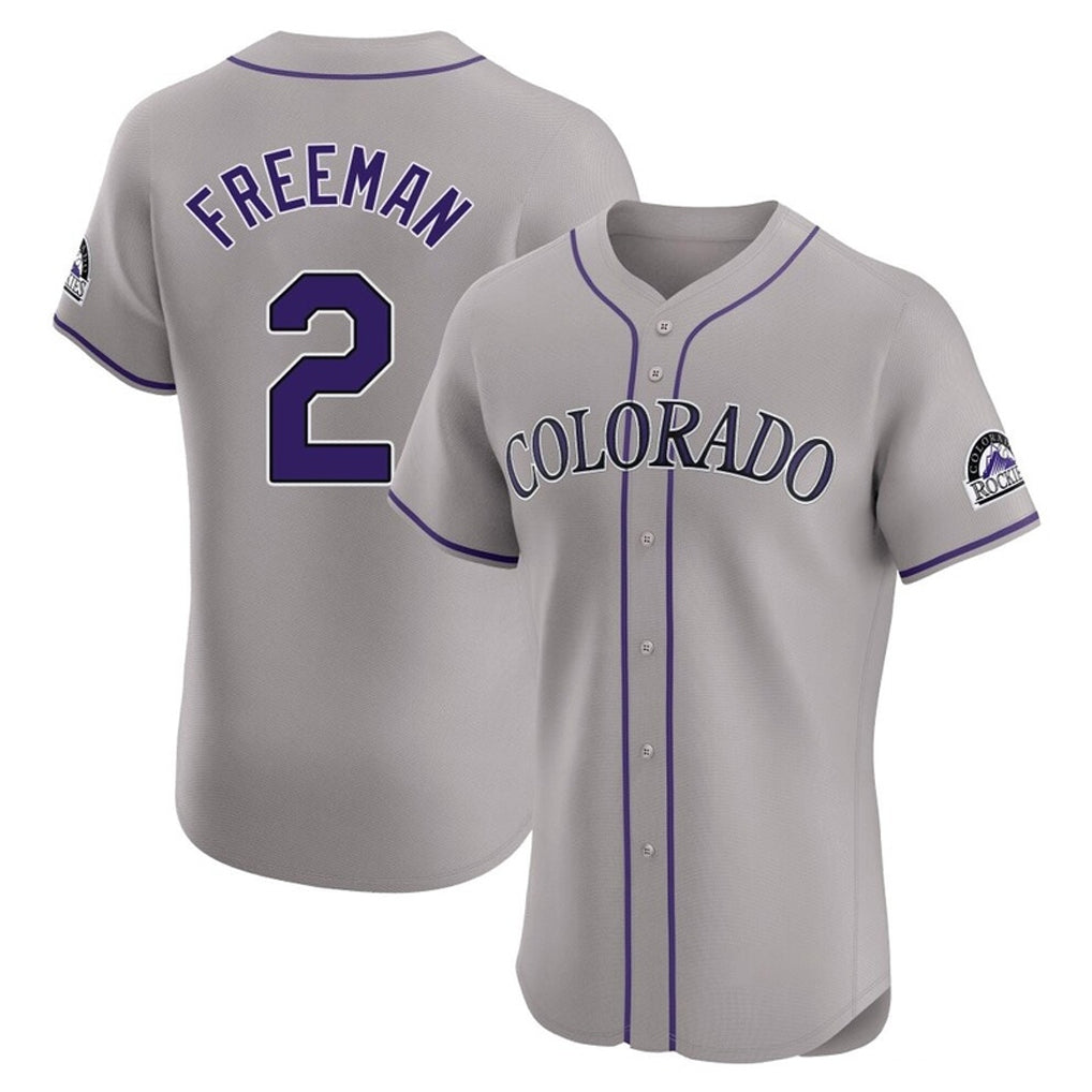 Punc C.Rockies #2 Tyler Freeman Player Gray Limited Elite Home Stitched Jerseys