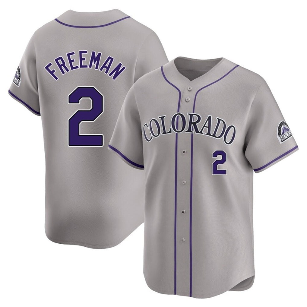 Punc C.Rockies #2 Tyler Freeman Player Gray Limited Home Stitched Jerseys