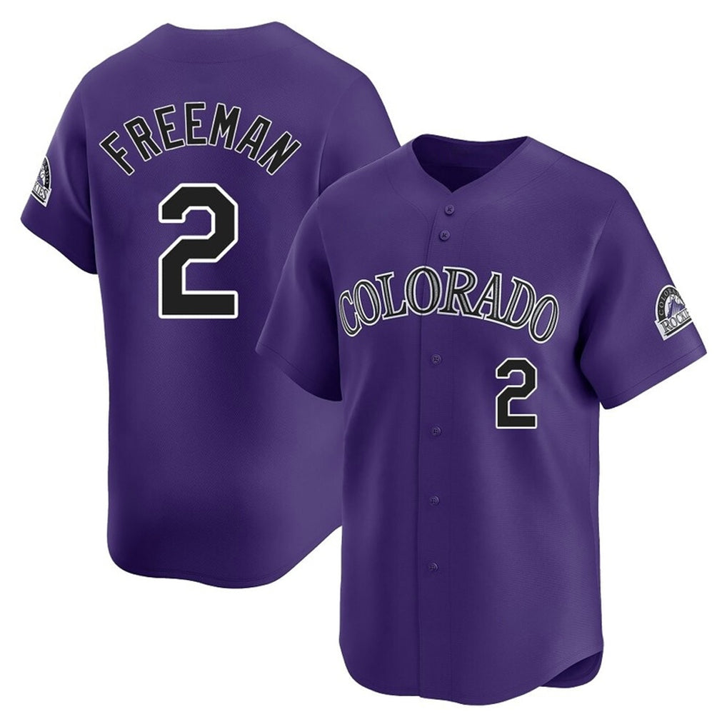 Punc C.Rockies #2 Tyler Freeman Player Purple Limited Home Stitched Jerseys