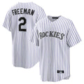 Punc C.Rockies #2 Tyler Freeman Player White Game Home Stitched Jerseys