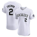 Punc C.Rockies #2 Tyler Freeman Player White Limited Elite Home Stitched Jerseys