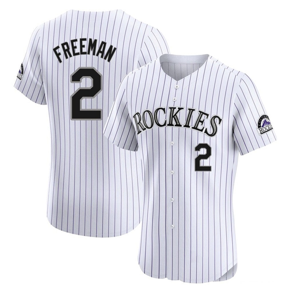 Punc C.Rockies #2 Tyler Freeman Player White Limited Elite Home Stitched Jerseys