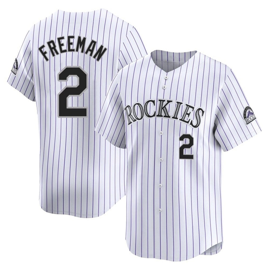 Punc C.Rockies #2 Tyler Freeman Player White Limited Home Stitched Jerseys