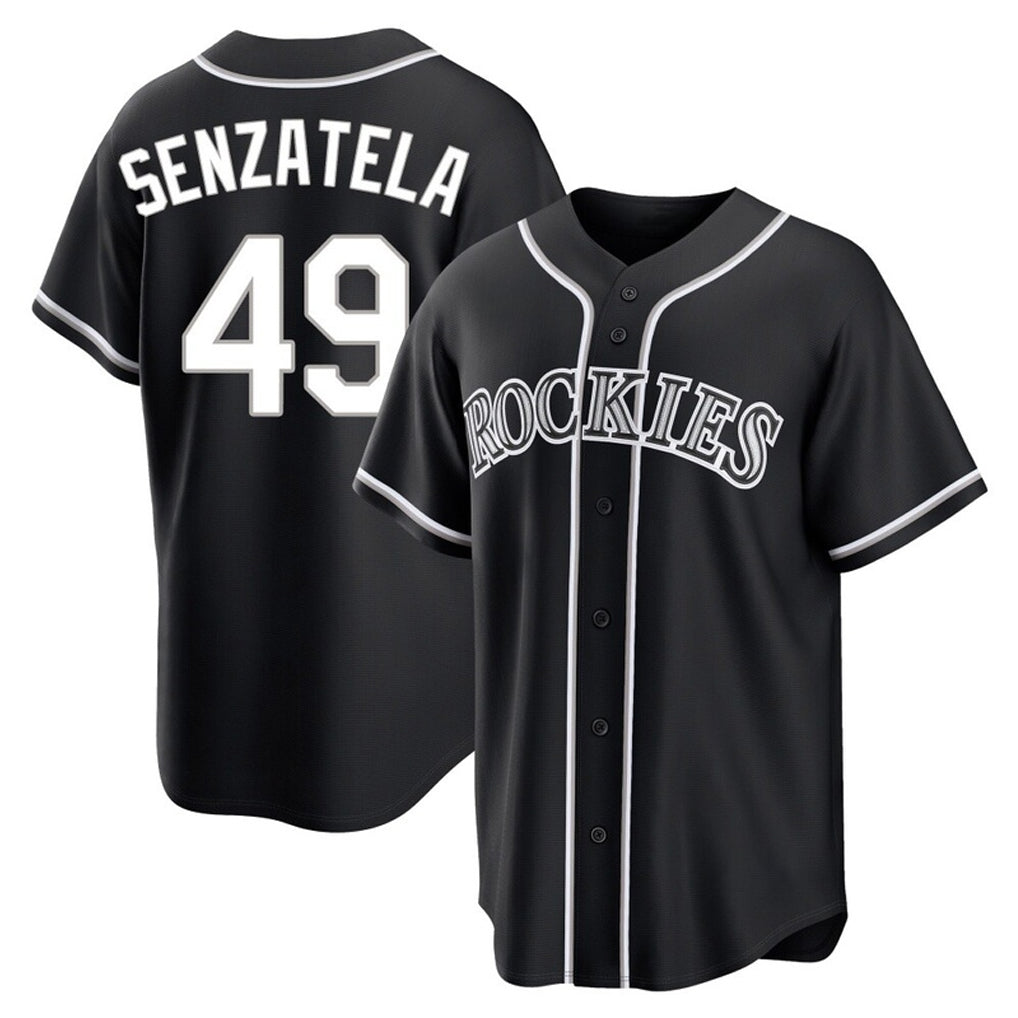 Punc C.Rockies #49 Antonio Senzatela Player Black Fashion Out Home Game Stitched Jerseys