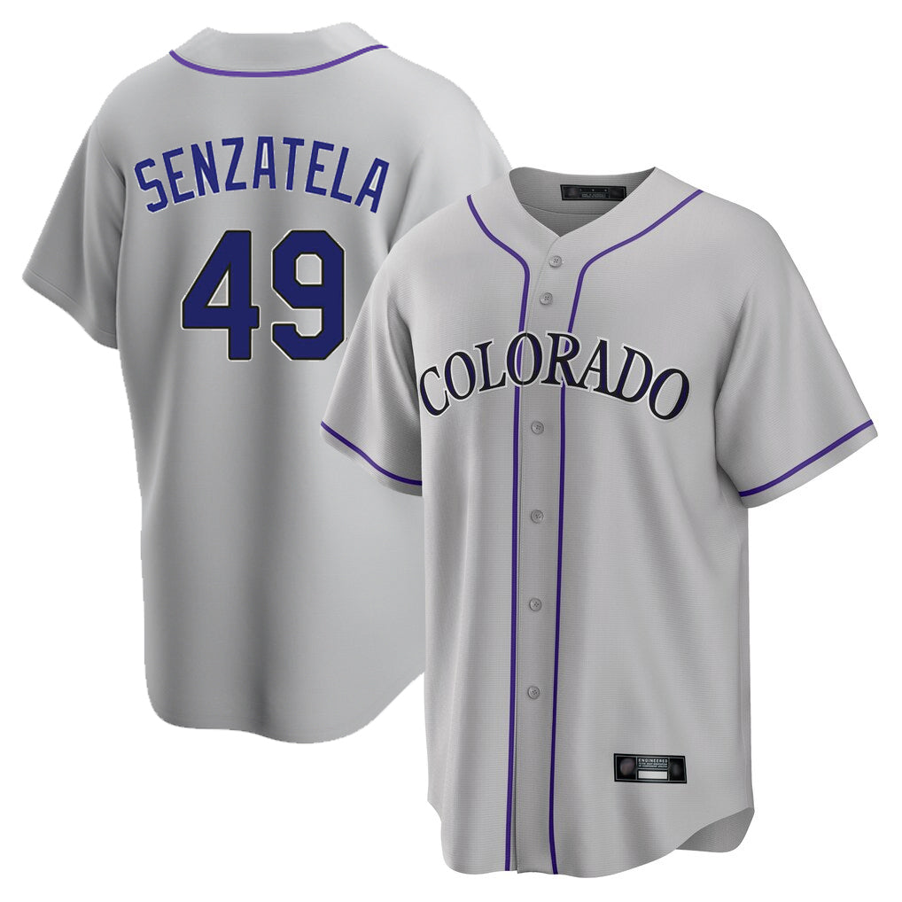 Punc C.Rockies #49 Antonio Senzatela Player Gray Game Home Stitched Jerseys