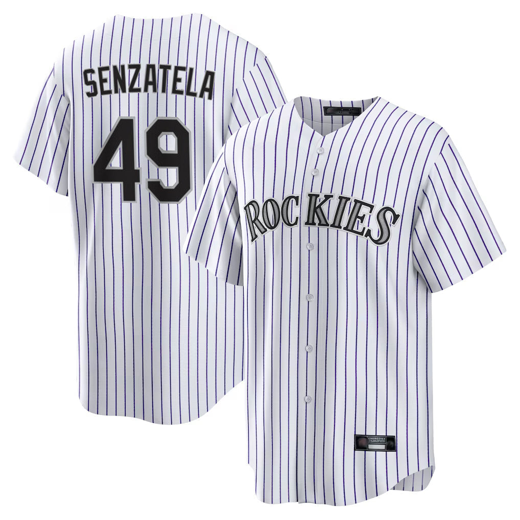 Punc C.Rockies #49 Antonio Senzatela Player White Game Home Stitched Jerseys