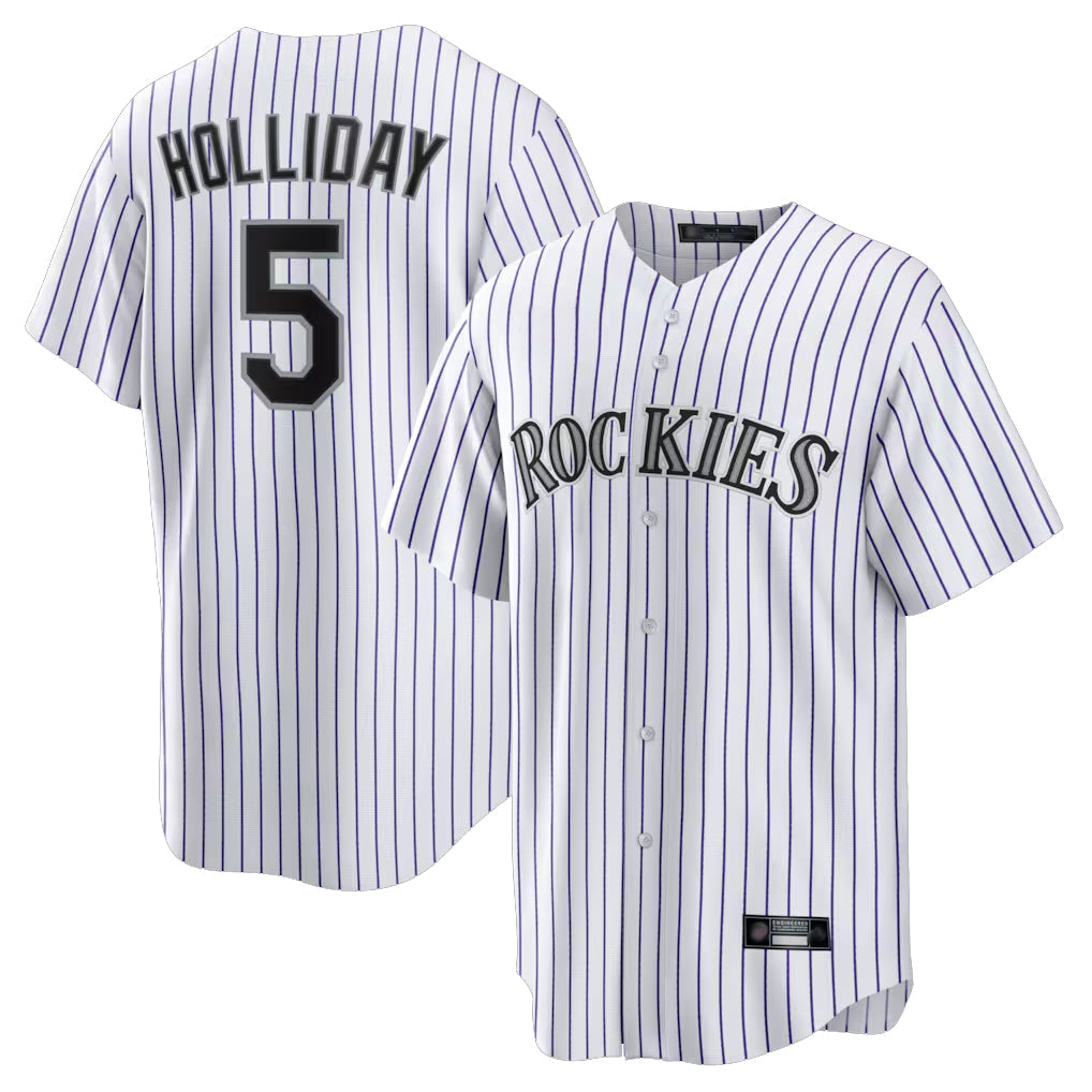 Punc C.Rockies #5 Matt Holliday Player White Game Home Stitched Jerseys