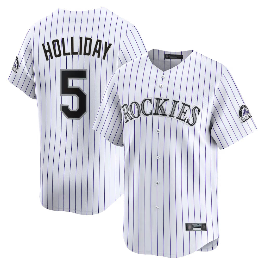 Punc C.Rockies #5 Matt Holliday Player White Limited Home Stitched Jerseys