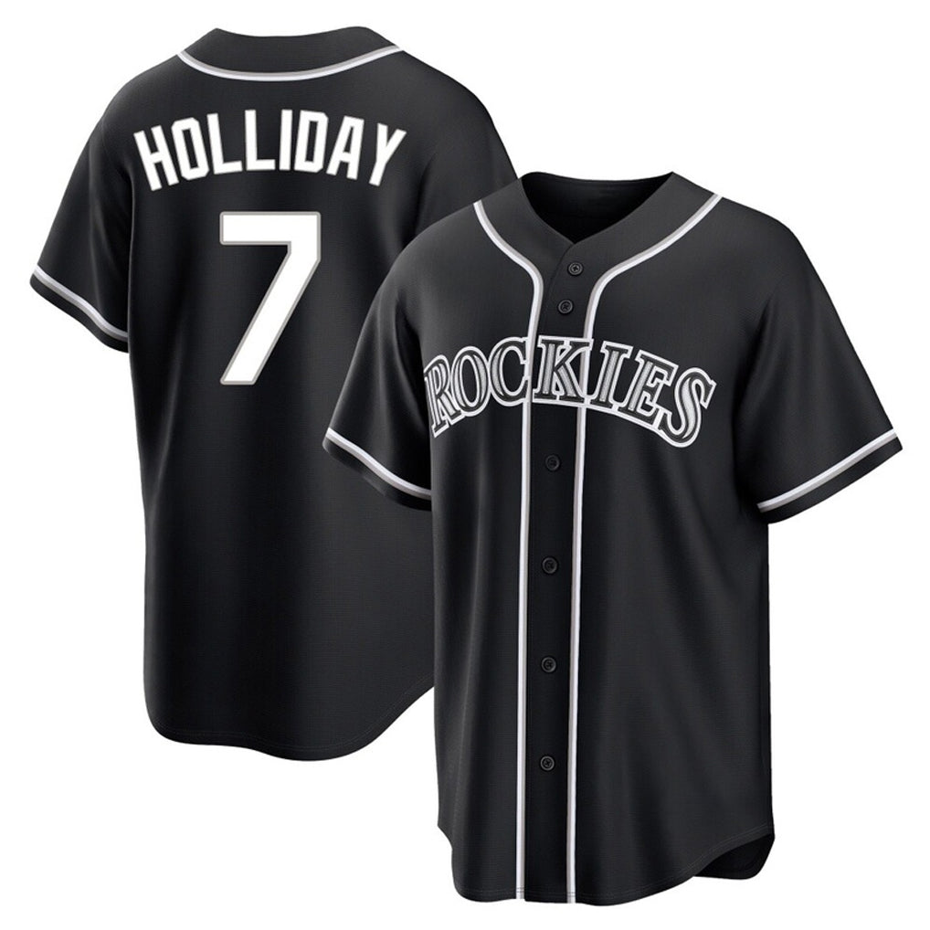 Punc C.Rockies #7 Matt Holliday Player Black Fashion Out Home Game Stitched Jerseys