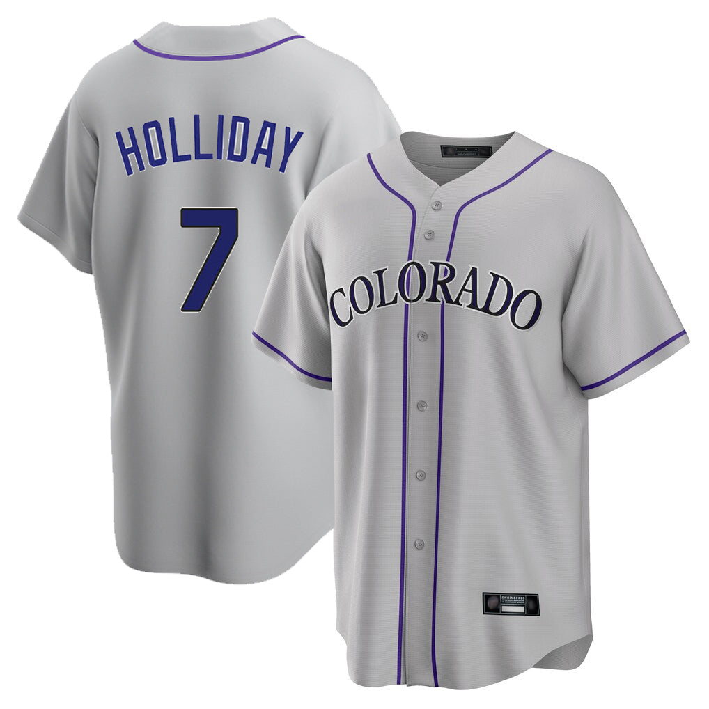 Punc C.Rockies #7 Matt Holliday Player Gray Game Home Stitched Jerseys