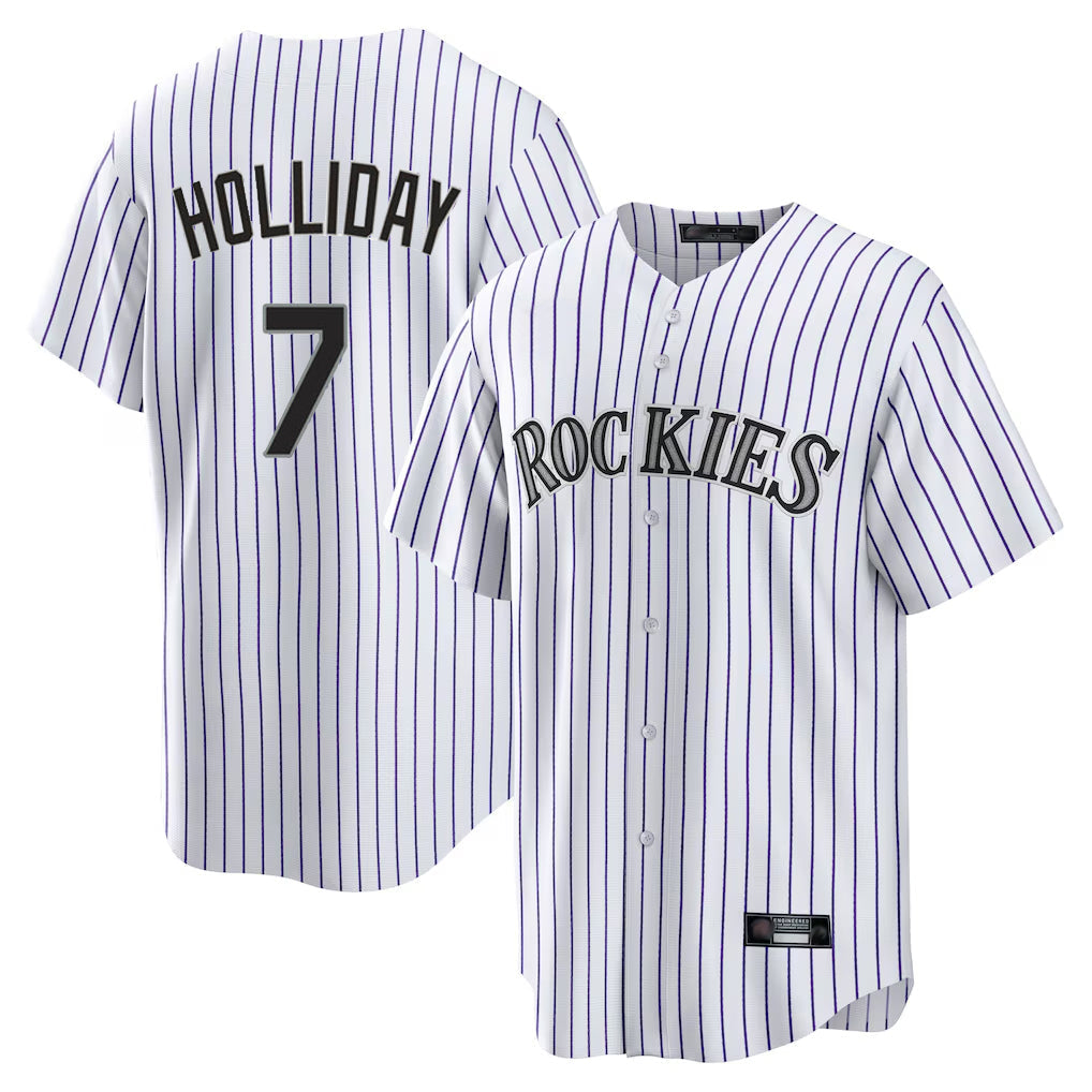 Punc C.Rockies #7 Matt Holliday Player White Game Home Stitched Jerseys