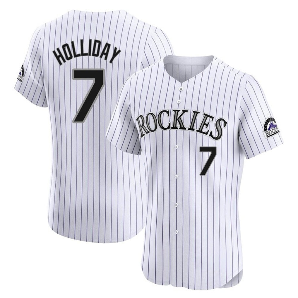 Punc C.Rockies #7 Matt Holliday Player White Limited Elite Home Stitched Jerseys