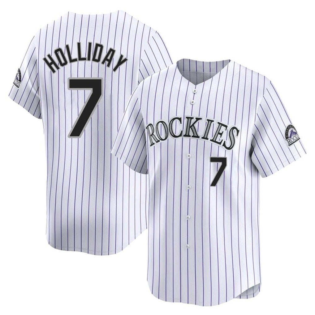 Punc C.Rockies #7 Matt Holliday Player White Limited Home Stitched Jerseys