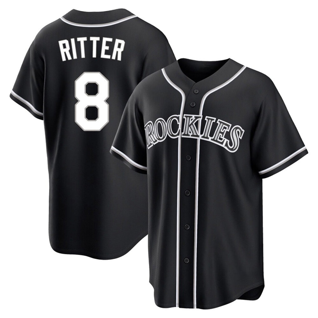Punc C.Rockies #8 Ryan Ritter Player Black Fashion Out Home Game Stitched Jerseys