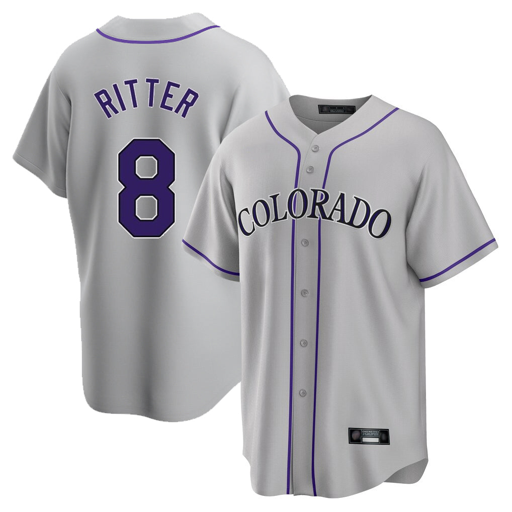Punc C.Rockies #8 Ryan Ritter Player Gray Game Home Stitched Jerseys