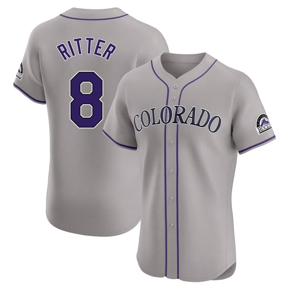 Punc C.Rockies #8 Ryan Ritter Player Gray Limited Elite Home Stitched Jerseys