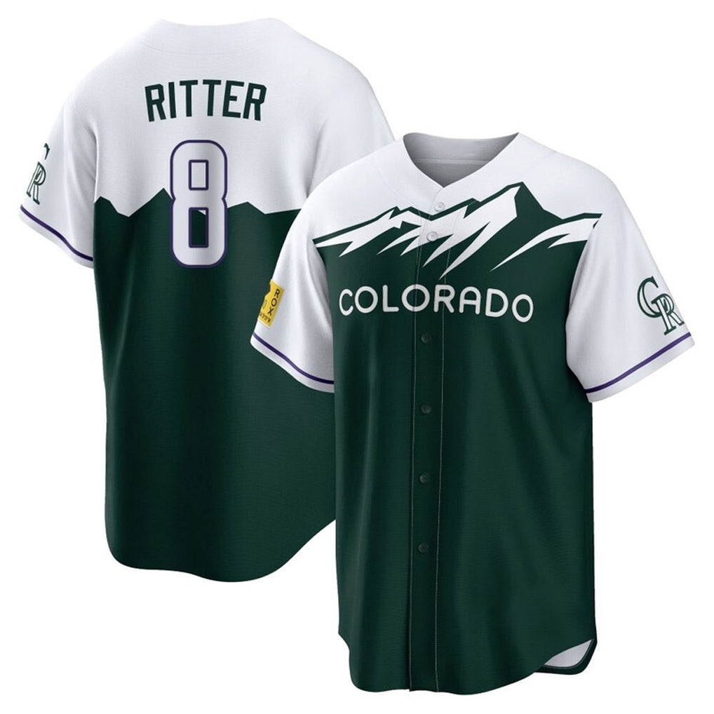 Punc C.Rockies #8 Ryan Ritter Player Green City Connect Home Game Stitched Jerseys