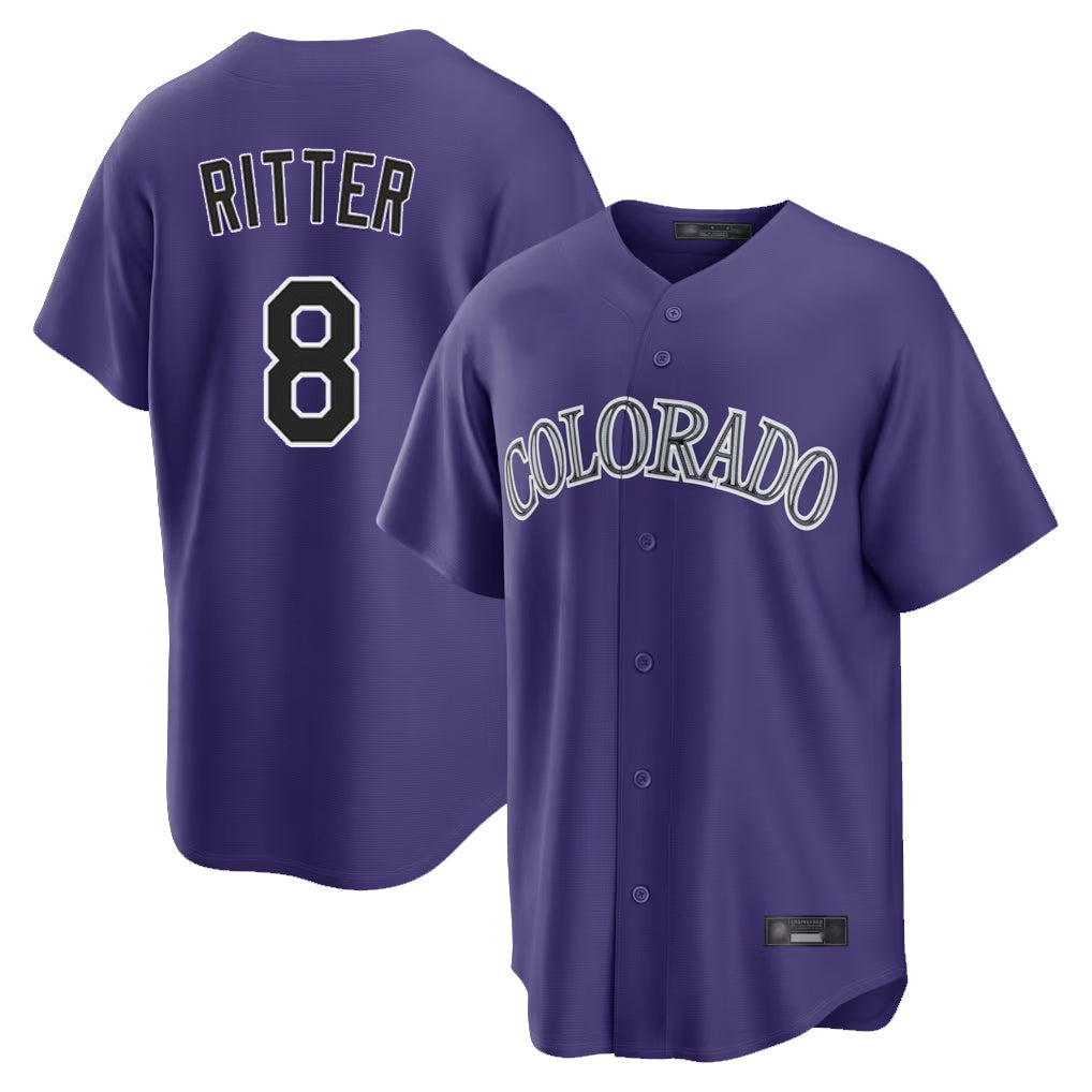 Punc C.Rockies #8 Ryan Ritter Player Purple Game Home Stitched Jerseys