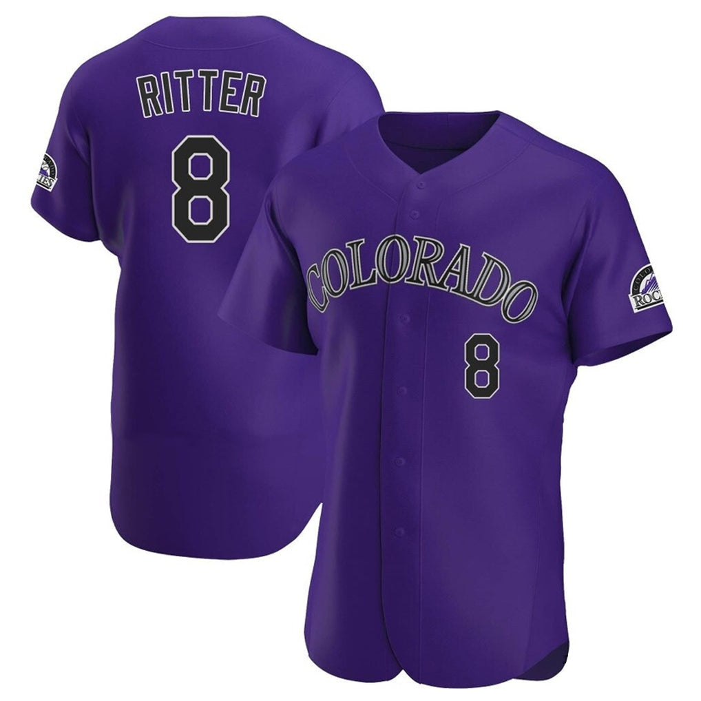Punc C.Rockies #8 Ryan Ritter Player Purple Limited Elite Home Stitched Jerseys